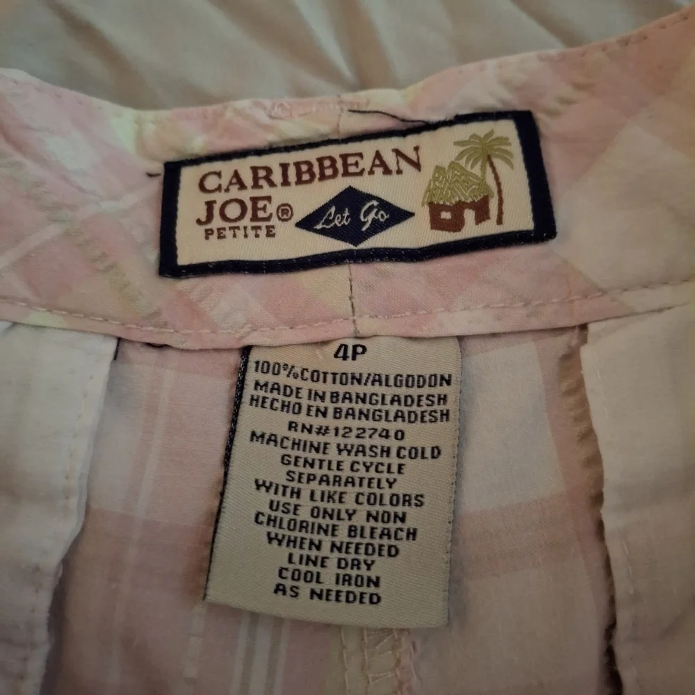 Caribbean Joe Women's Light Pink Plaid Shorts